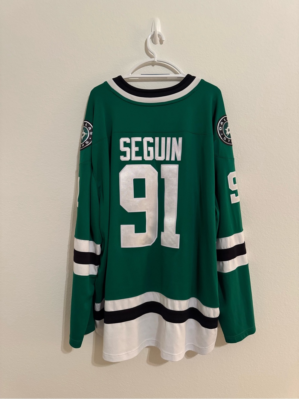 Fanatics Green and White Men's Crewneck Hockey Jersey